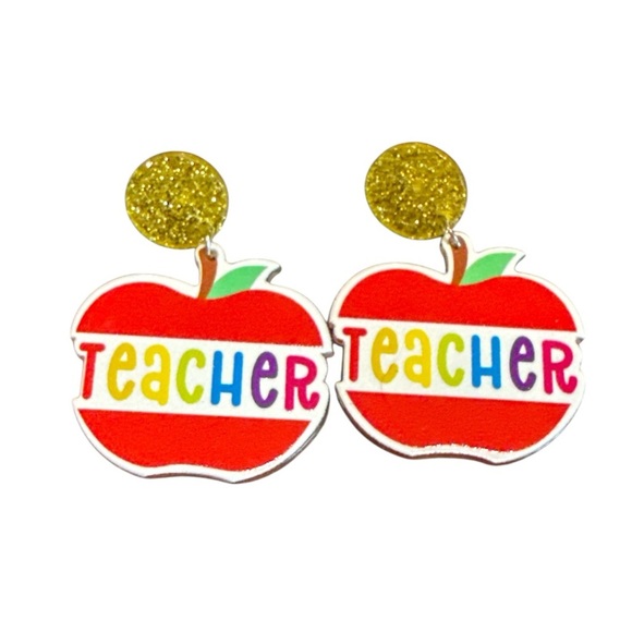 None Jewelry - 3/$20 Colorful Teacher Apple Earrings